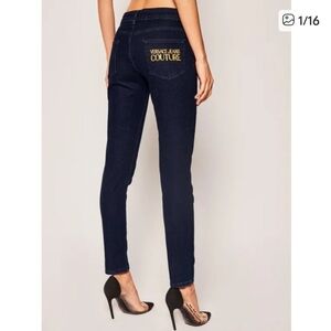 Versace Jeans Couture Women's Dark Wash‎ Skinny Jeans Denim Size 29 Gold NWT